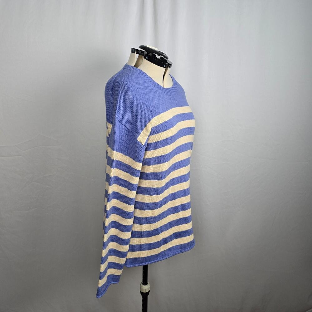 Heyson Tight Knit Sweater Women's L Purple & Light Cream Stripe Long Sleeve - Picture 3 of 16